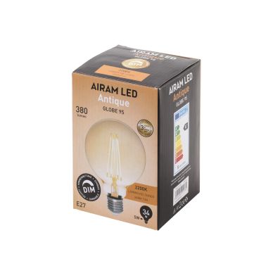 AIRAM alt LED-lampa E27 G95 dimbar 2200K 360 lumen