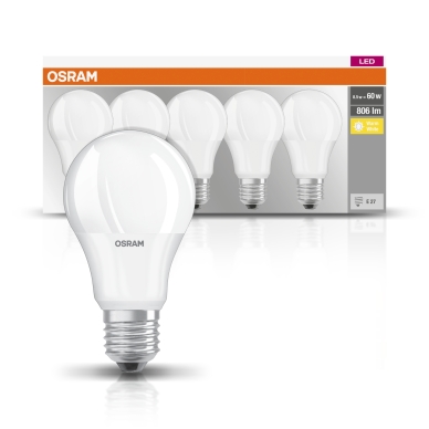 OSRAM alt LED-Lampa E27 8,5W 2700K 806 Lumen 5-Pack