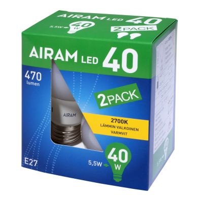 AIRAM alt Lampa E27 4,9W LED 2700K 470 lumen 2-pack
