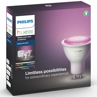 PHILIPS alt Philips Hue Startkit Vit/Färg 3x GU10 + brygga