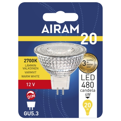 AIRAM alt 12V LED GU5.3 dimbar lampa 4W 2700K